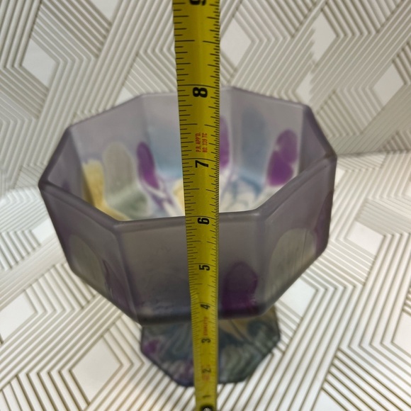 Vintage Rueven Art Nouveau Glass Hand Painted Compote Pedestal - Picture 11 of 11